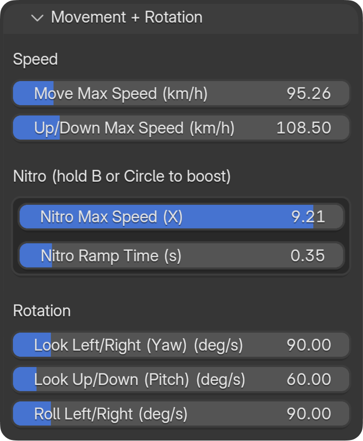 Movement + Rotation panel